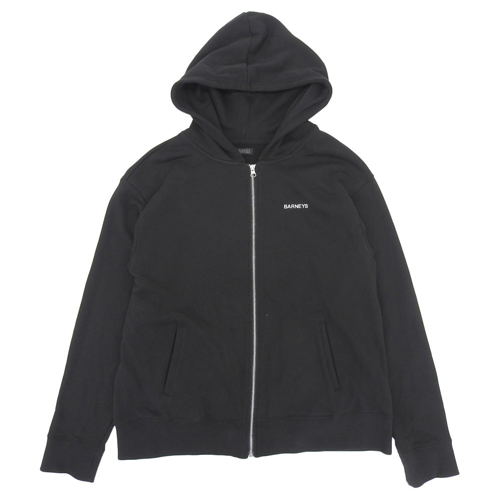 BARNEYSNEWYORK バーニーズニューヨーク ロングスリーブ ジップアップ フーデッド パーカー コットン トップス メンズ ブラック L トップス