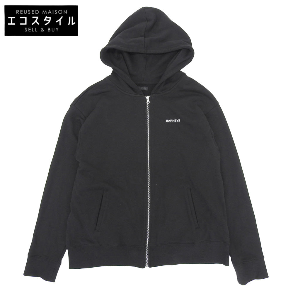 BARNEYSNEWYORK バーニーズニューヨーク ロングスリーブ ジップアップ フーデッド パーカー コットン トップス メンズ ブラック L トップス