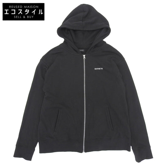 BARNEYSNEWYORK バーニーズニューヨーク ロングスリーブ ジップアップ フーデッド パーカー コットン トップス メンズ ブラック L トップス