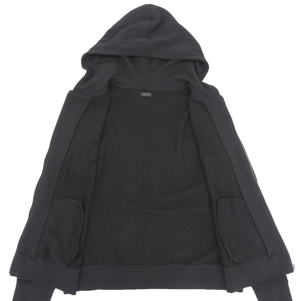 BARNEYSNEWYORK バーニーズニューヨーク ロングスリーブ ジップアップ フーデッド パーカー コットン トップス メンズ ブラック L トップス