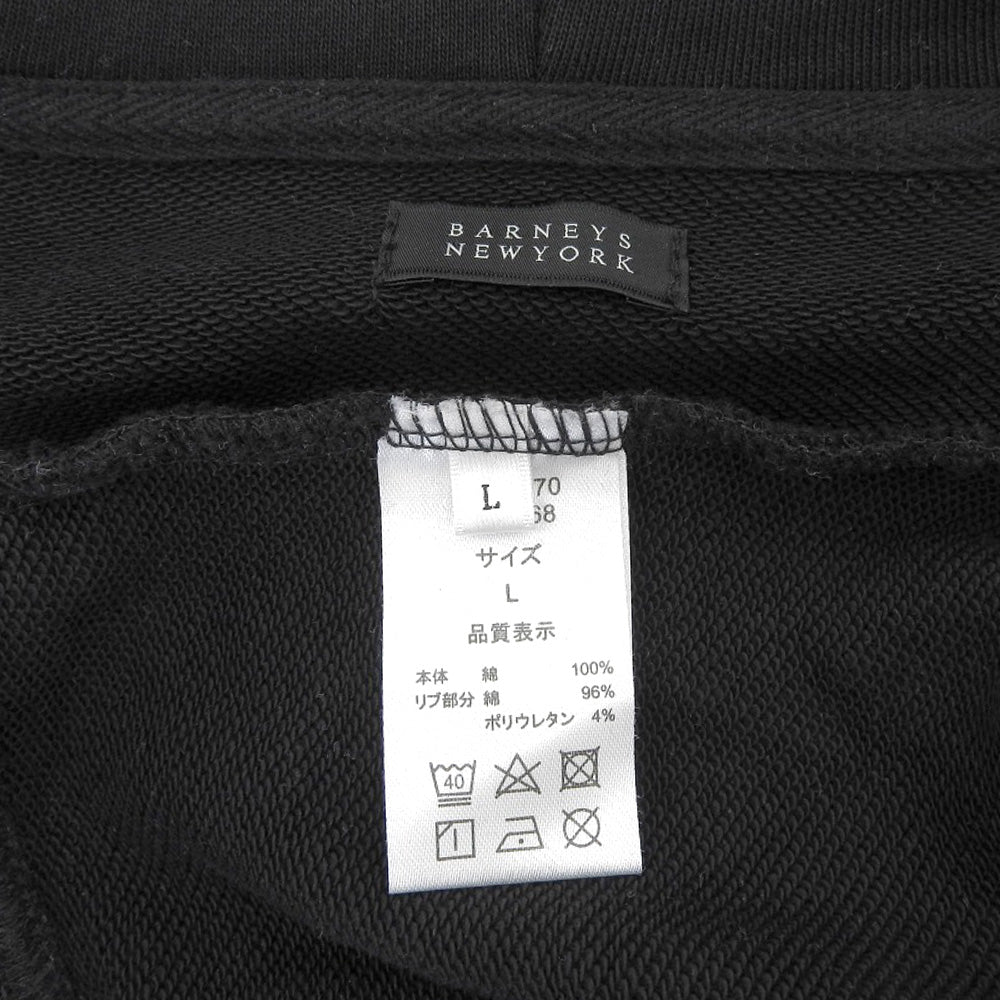 BARNEYSNEWYORK バーニーズニューヨーク ロングスリーブ ジップアップ フーデッド パーカー コットン トップス メンズ ブラック L トップス