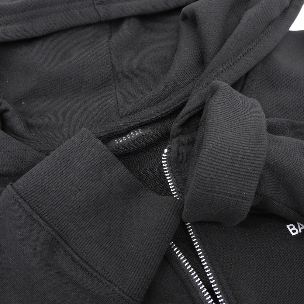 BARNEYSNEWYORK バーニーズニューヨーク ロングスリーブ ジップアップ フーデッド パーカー コットン トップス メンズ ブラック L トップス