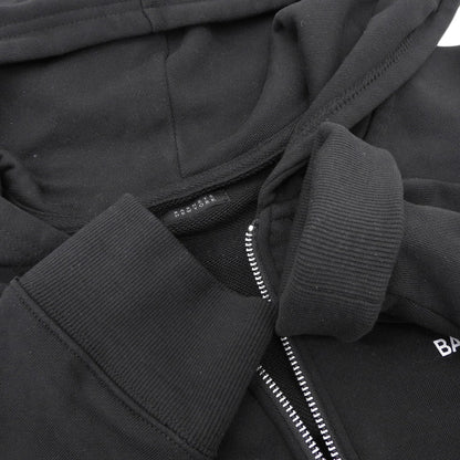 BARNEYSNEWYORK バーニーズニューヨーク ロングスリーブ ジップアップ フーデッド パーカー コットン トップス メンズ ブラック L トップス