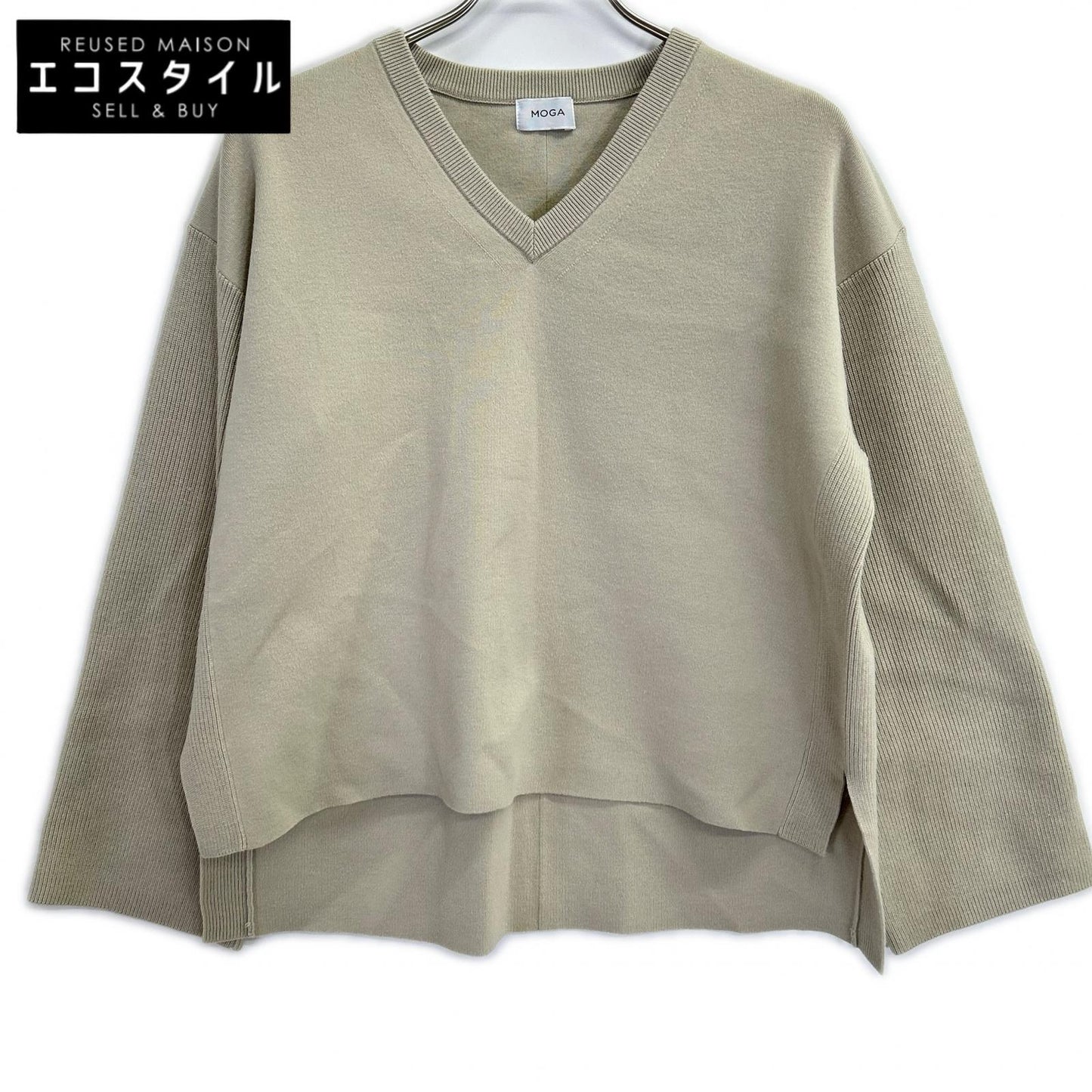 MOGA モガ B0261BKW336 コームドコットンチュニックニット トップス