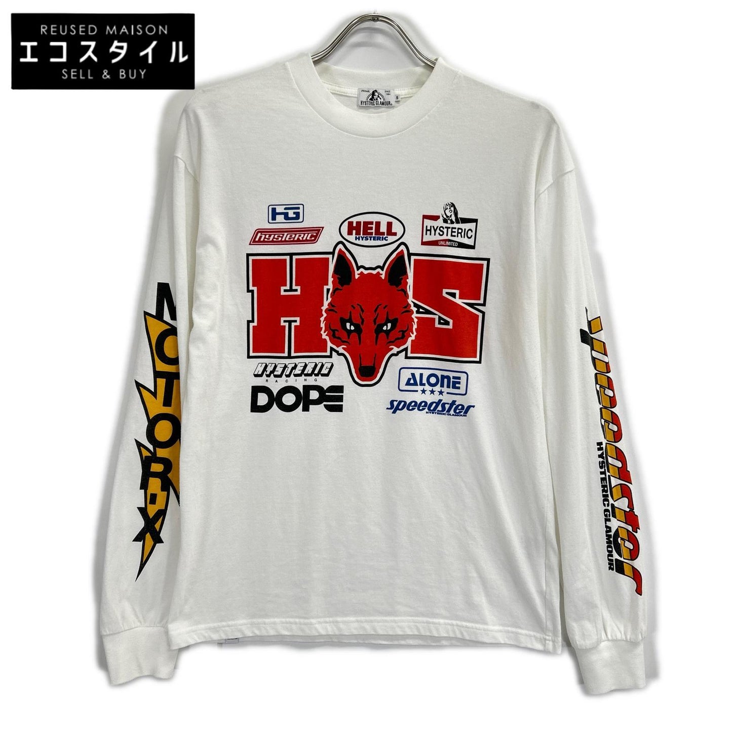 HYSTERIC GLAMOUR ヒステリックグラマー ホワイト グラフィックプリント 長袖Tシャツ トップス