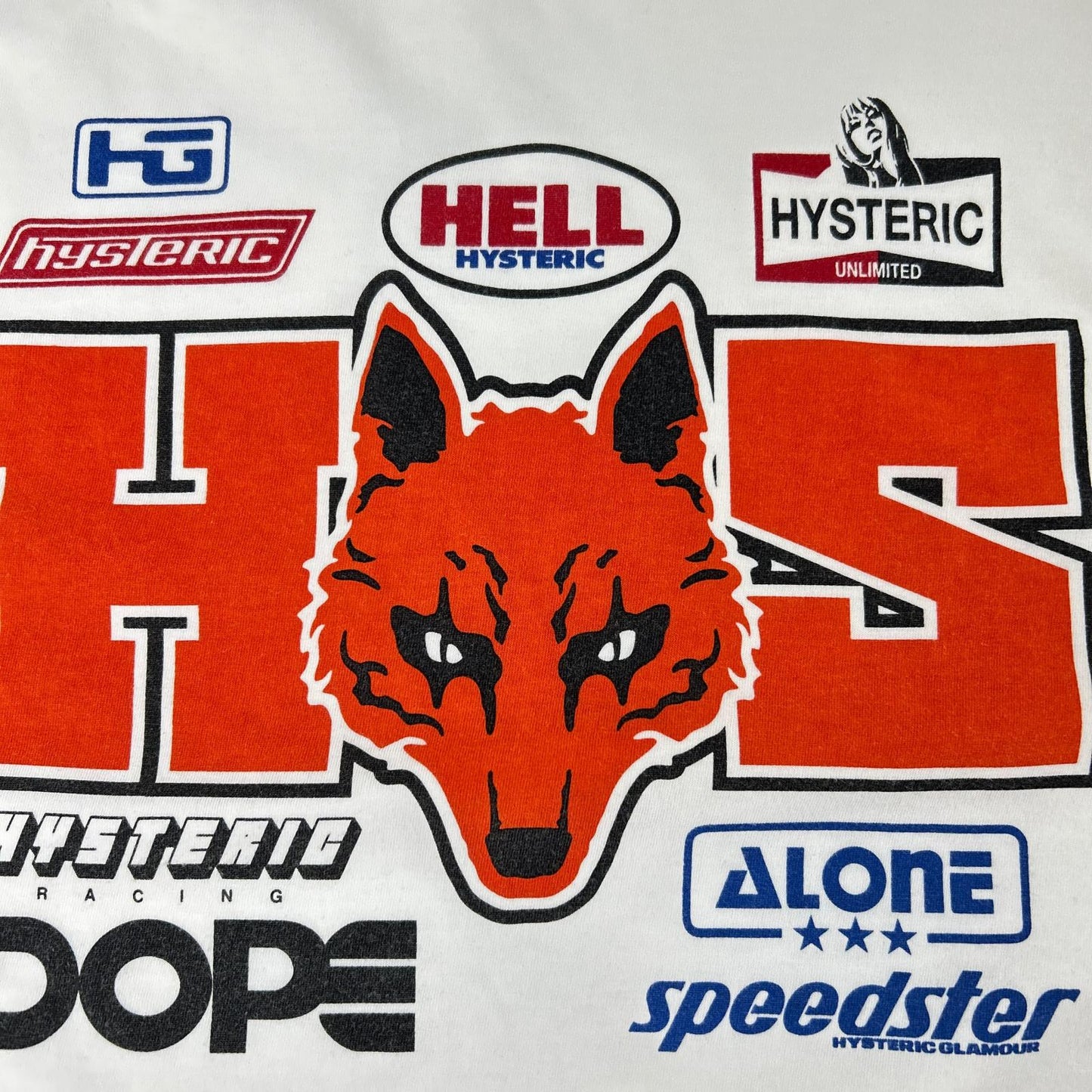 HYSTERIC GLAMOUR ヒステリックグラマー ホワイト グラフィックプリント 長袖Tシャツ トップス