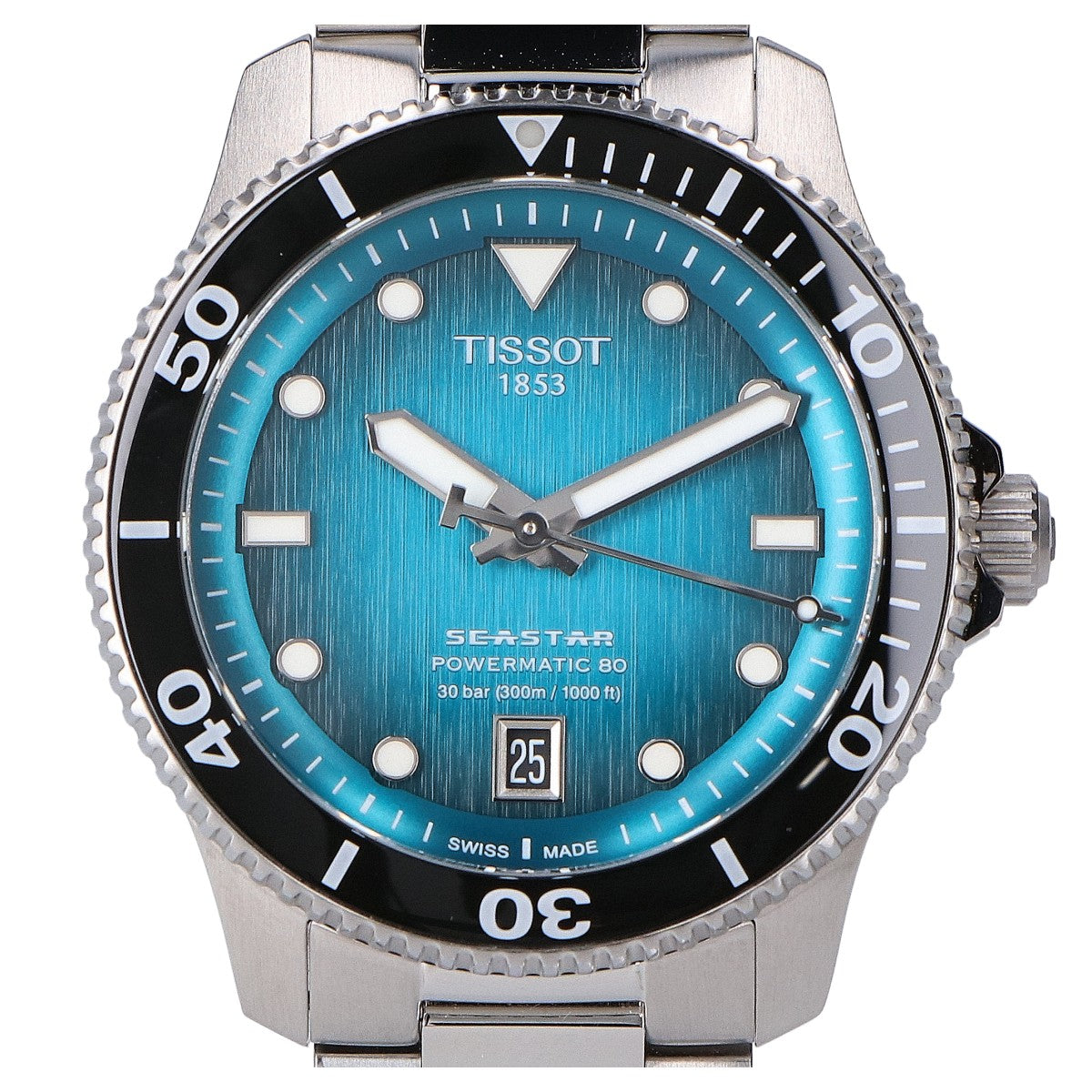 TISSOT ティソ 【美品】T120.807.11.091.00 TISSOT シースター 1000 40mm シースルーバック 自動巻き 腕時計