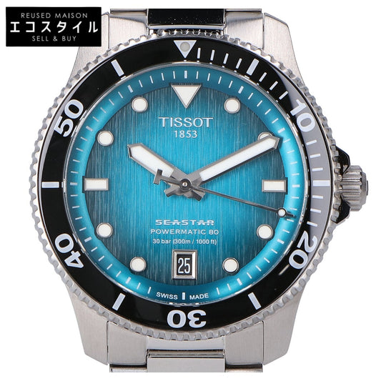 TISSOT ティソ 【美品】T120.807.11.091.00 TISSOT シースター 1000 40mm シースルーバック 自動巻き 腕時計