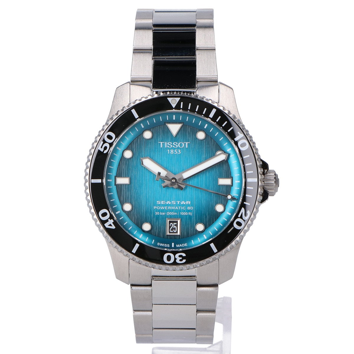 TISSOT ティソ 【美品】T120.807.11.091.00 TISSOT シースター 1000 40mm シースルーバック 自動巻き 腕時計