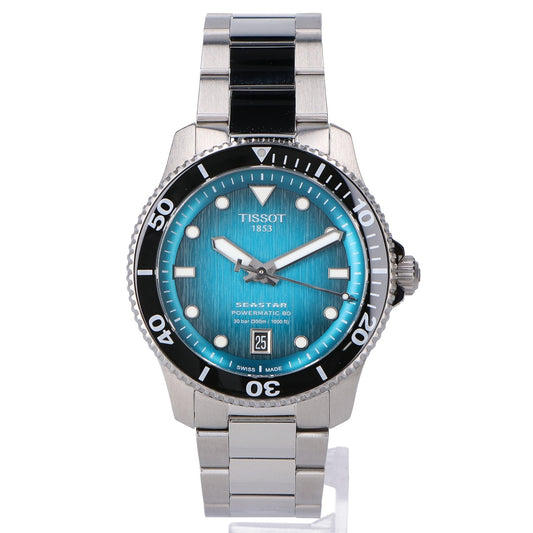 TISSOT ティソ 【美品】T120.807.11.091.00 TISSOT シースター 1000 40mm シースルーバック 自動巻き 腕時計