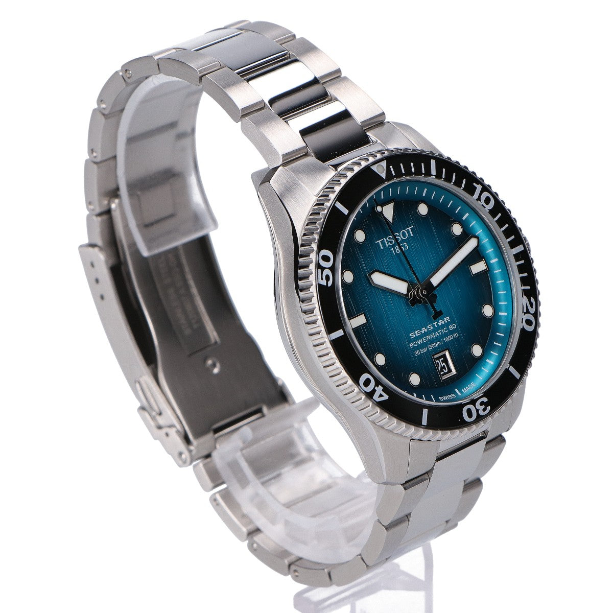 TISSOT ティソ 【美品】T120.807.11.091.00 TISSOT シースター 1000 40mm シースルーバック 自動巻き 腕時計