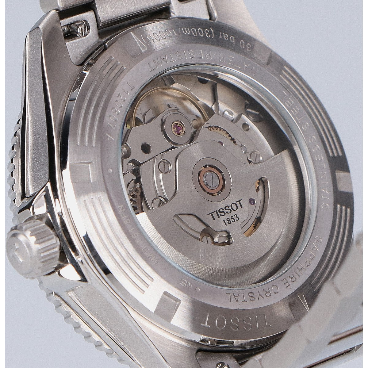 TISSOT ティソ 【美品】T120.807.11.091.00 TISSOT シースター 1000 40mm シースルーバック 自動巻き 腕時計