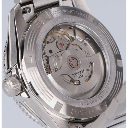 TISSOT ティソ 【美品】T120.807.11.091.00 TISSOT シースター 1000 40mm シースルーバック 自動巻き 腕時計