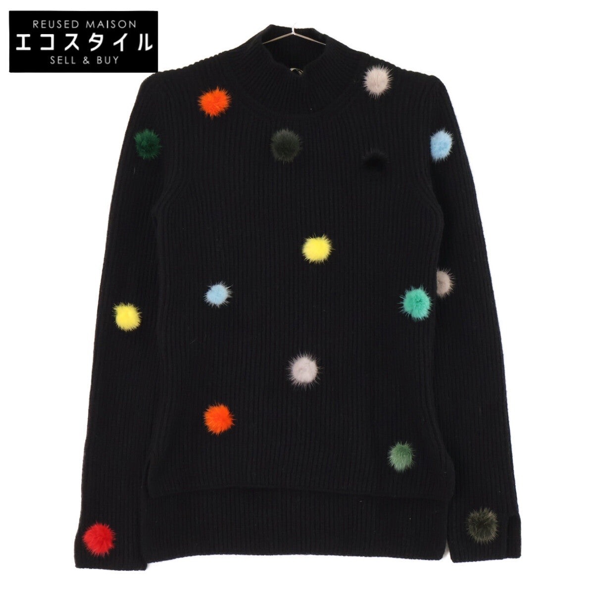 FENDI Fendi [Domestic official] FZZ987 100% cashmere high-neck knit sweater with pom-poms top
