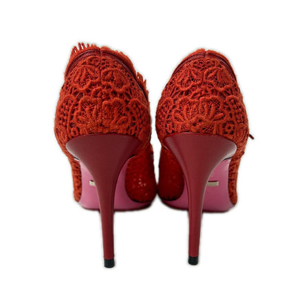 GUCCI グッチ 【新品同様】レース アンクルストラップ ポインテッドトゥ ヒール パンプス シューズ
