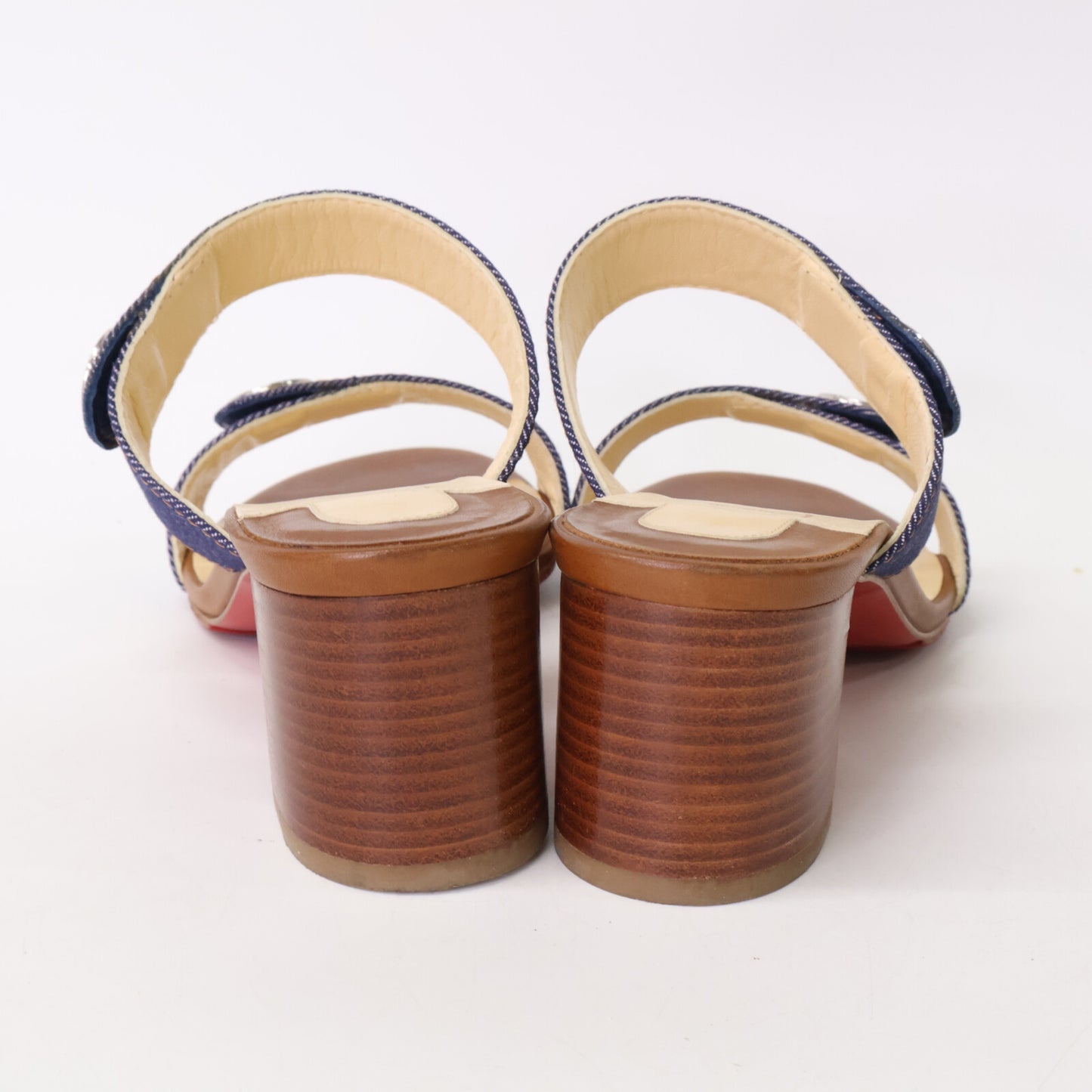 CHRISTIAN LOUBOUTIN クリスチャンルブタン 【美品】SANDENIM チャンキーヒール デニム ベルト サンダル シューズ