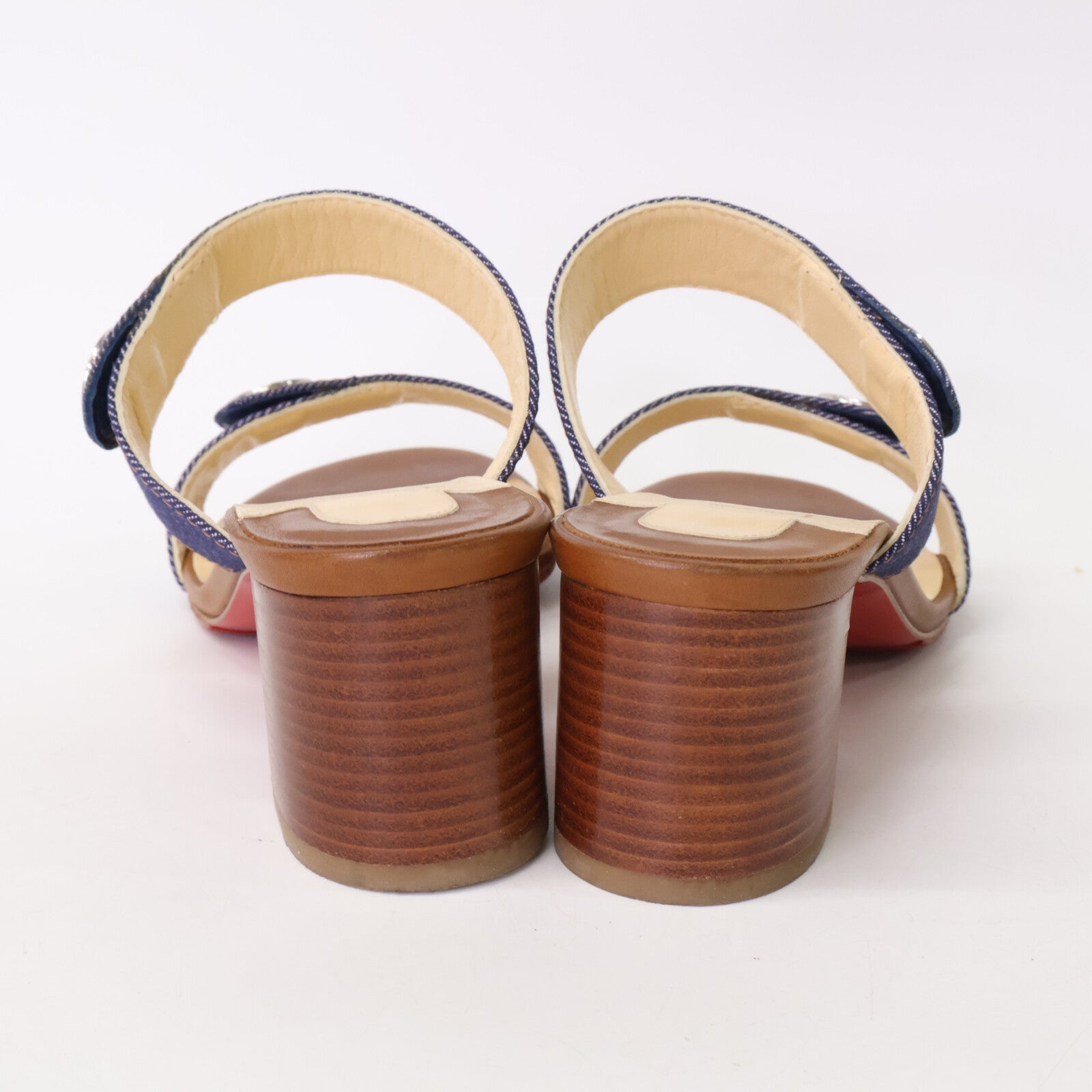 CHRISTIAN LOUBOUTIN クリスチャンルブタン 【美品】SANDENIM チャンキーヒール デニム ベルト サンダル シューズ