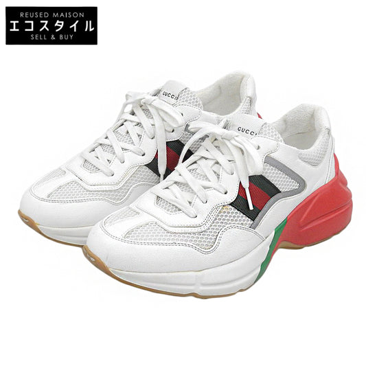 GUCCI グッチ メッシュ×レザー Rhyton スニーカー シューズ メンズ ホワイト系 8 シューズ