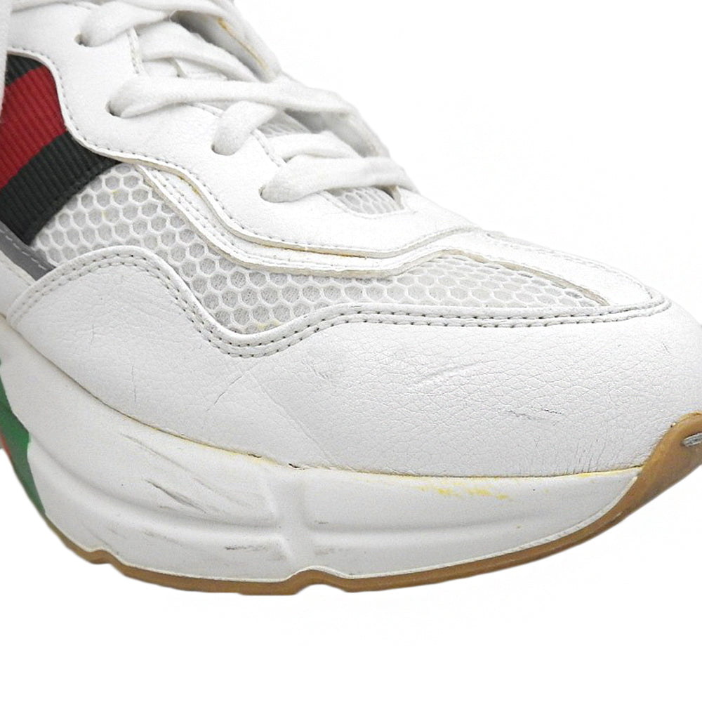 GUCCI グッチ メッシュ×レザー Rhyton スニーカー シューズ メンズ ホワイト系 8 シューズ