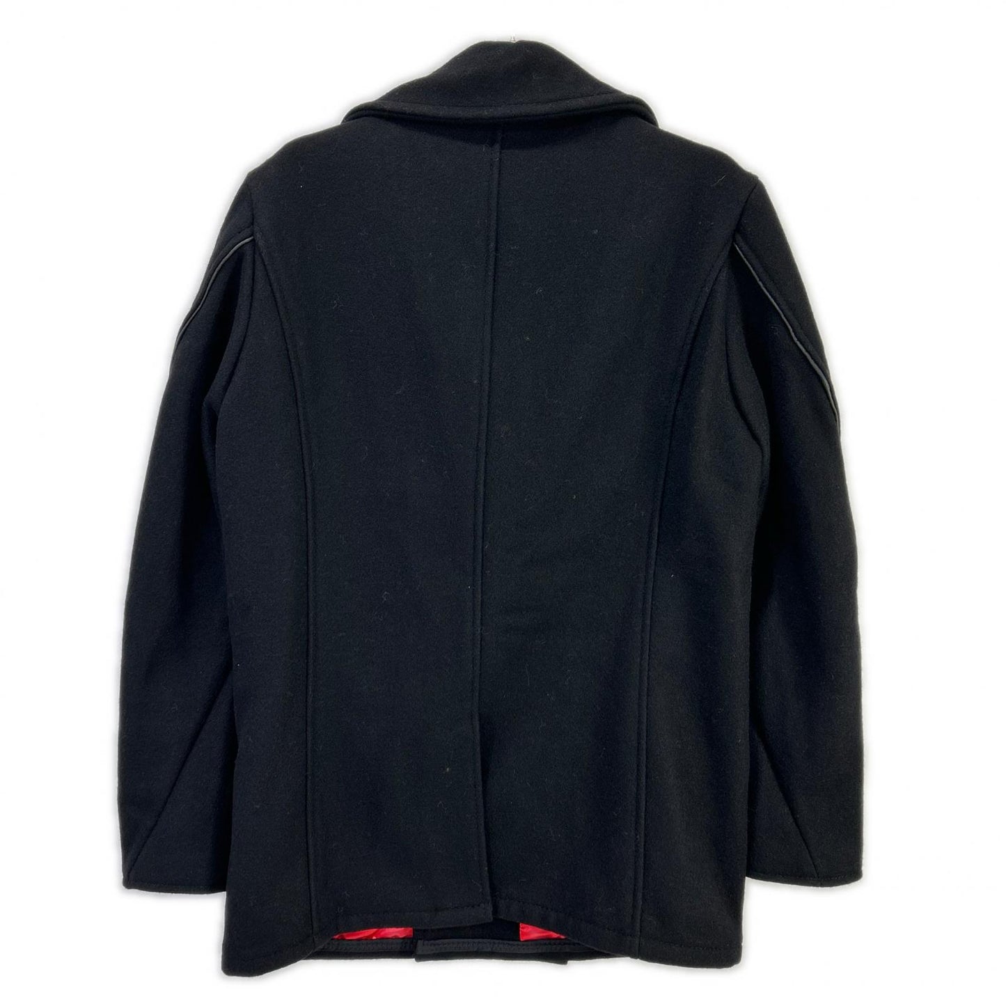 schott ショット 7081 ブラック レザーパイピング ピーコート コート