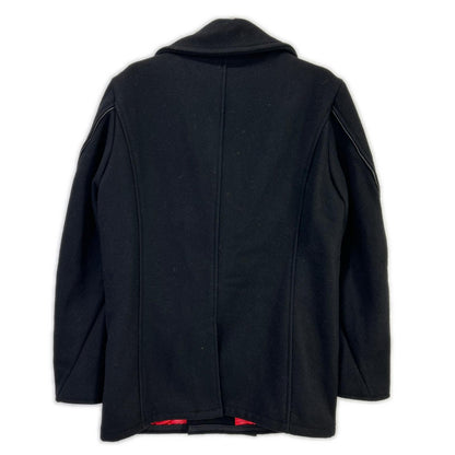 schott ショット 7081 ブラック レザーパイピング ピーコート コート