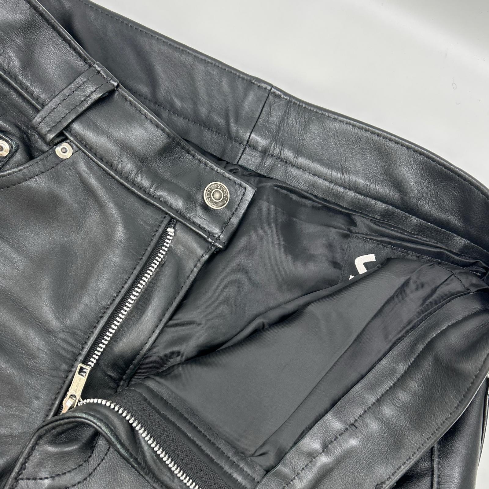 schott ショット ブラック レザーパンツ ボトムス