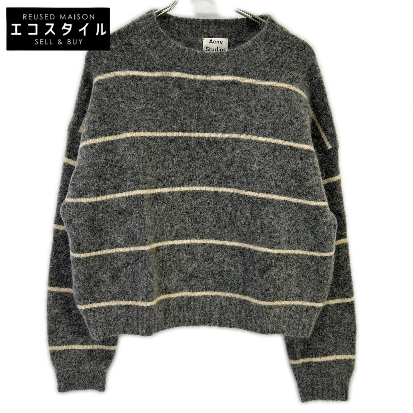 ACNE STUDIOS アクネ ストゥディオズ 2810800472 グレー ウールニット ストライプセーター トップス
