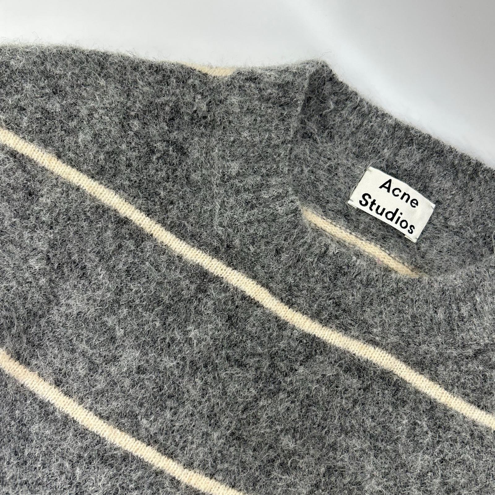 ACNE STUDIOS アクネ ストゥディオズ 2810800472 グレー ウールニット ストライプセーター トップス