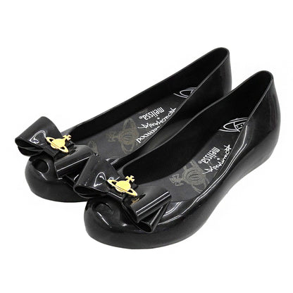 VivienneWestwood ヴィヴィアンウエストウッド メリッサ リボン バレエシューズ PVC レディース ブラック 23 1/2 シューズ