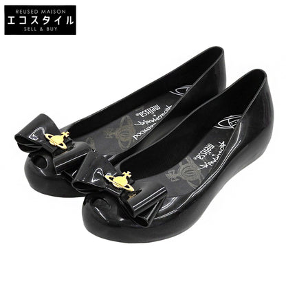 VivienneWestwood ヴィヴィアンウエストウッド メリッサ リボン バレエシューズ PVC レディース ブラック 23 1/2 シューズ