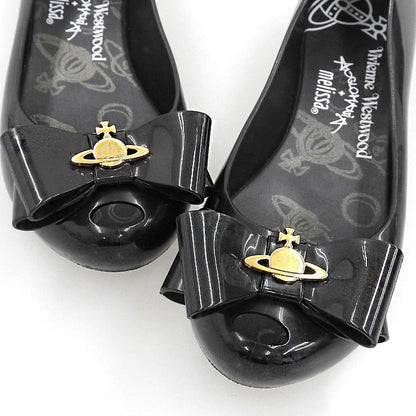VivienneWestwood ヴィヴィアンウエストウッド メリッサ リボン バレエシューズ PVC レディース ブラック 23 1/2 シューズ