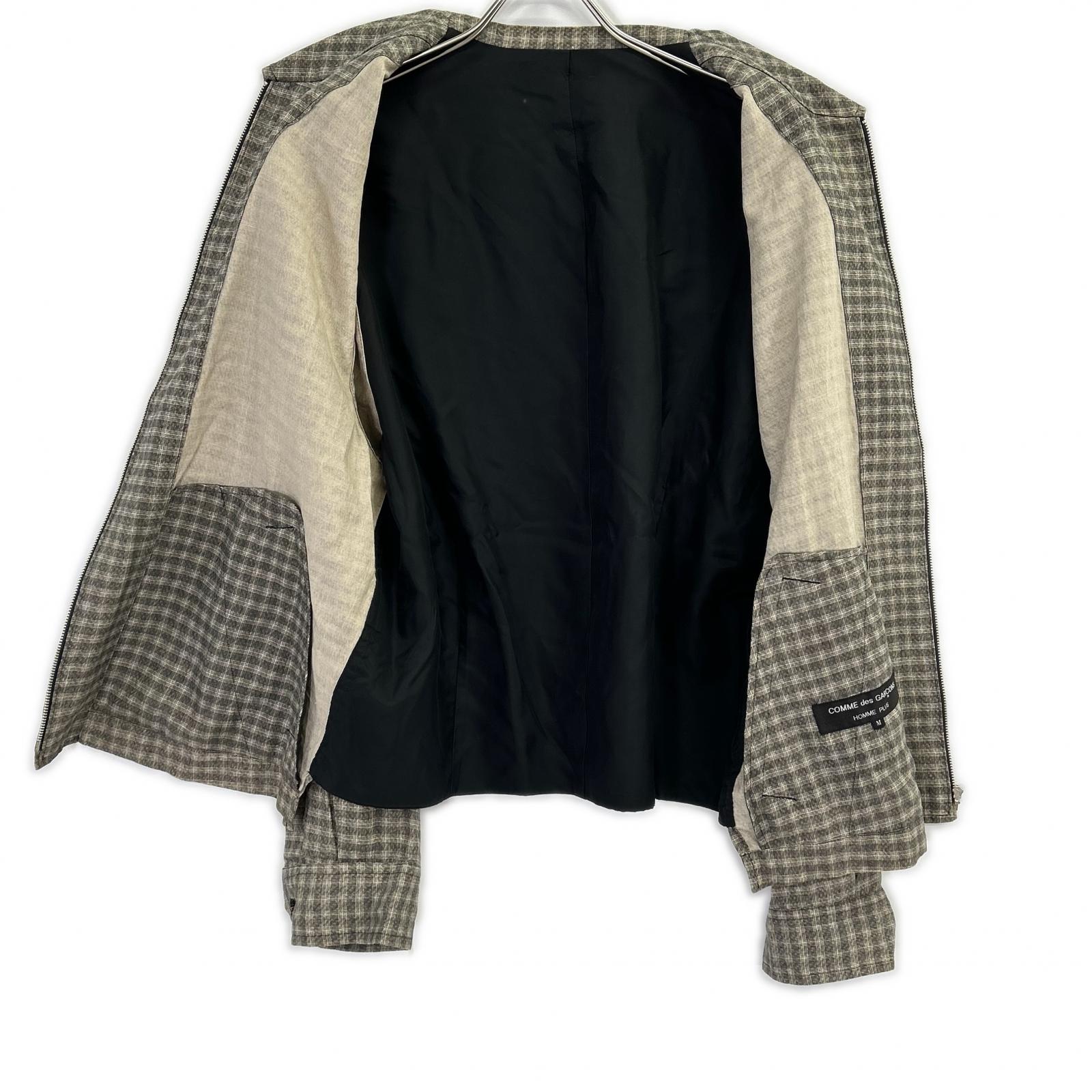 COMMEdesGARCONS HOMME PLUS コムデギャルソンオムプリュス AD1992 PJ-110820 ブラウン チェック ジップ ジャケット ジャケット