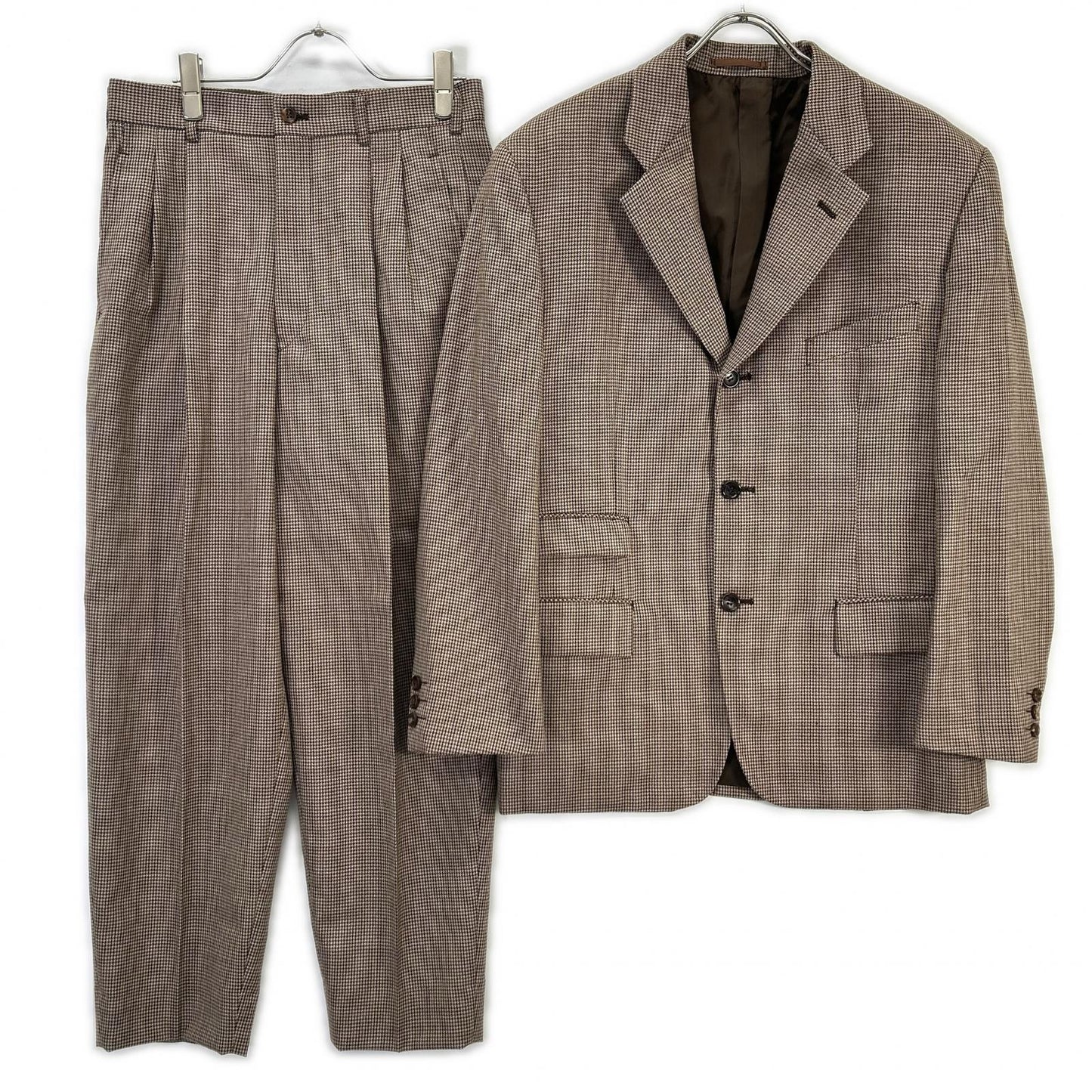 COMMEdesGARCONS HOMME PLUS コムデギャルソンオムプリュス AD1991　90ｓ　PJ-0503S ブラウン ハウンドトゥース ウール セットアップ スーツ スーツ セットアップ