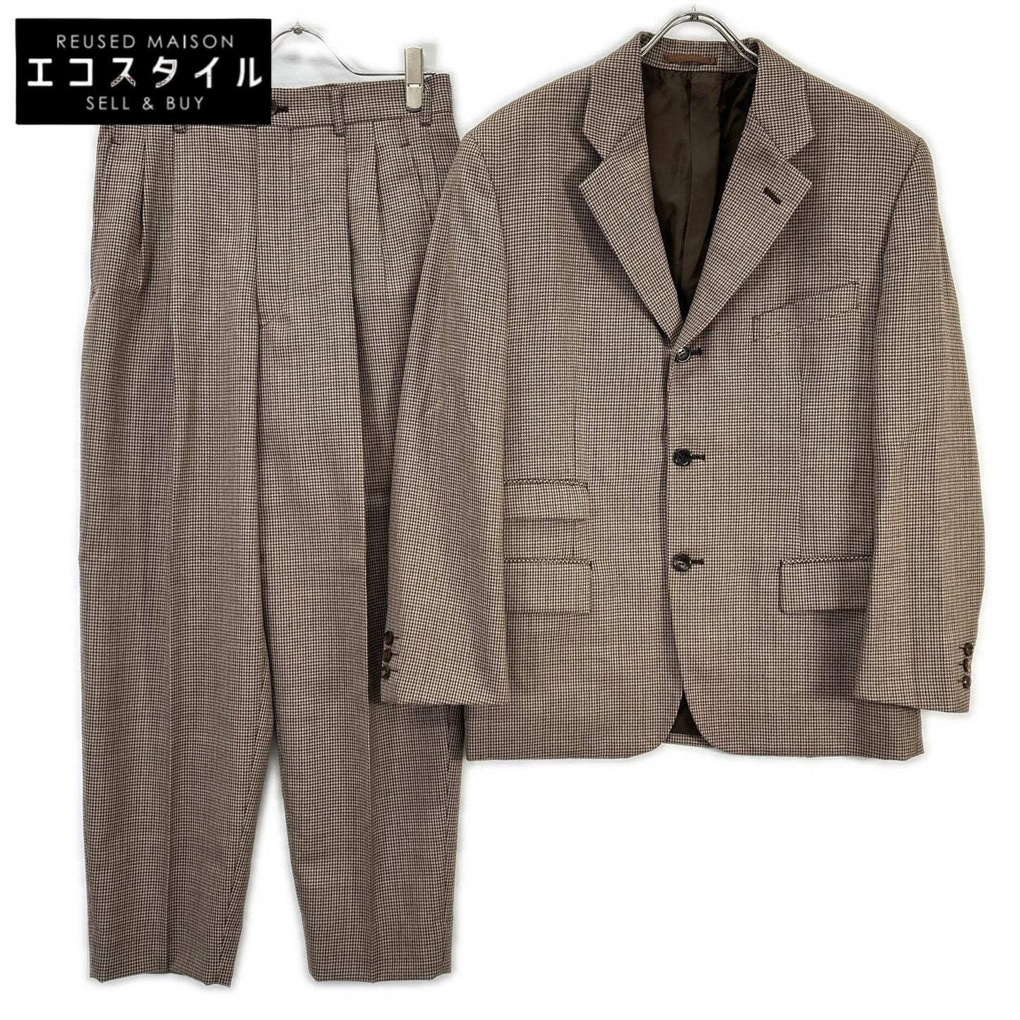 COMMEdesGARCONS HOMME PLUS コムデギャルソンオムプリュス AD1991　90ｓ　PJ-0503S ブラウン ハウンドトゥース ウール セットアップ スーツ スーツ セットアップ