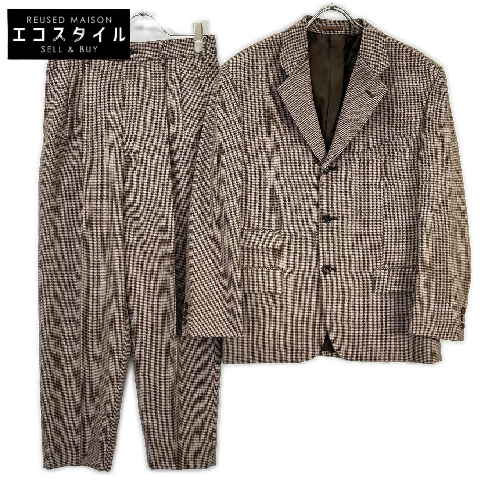COMMEdesGARCONS HOMME PLUS コムデギャルソンオムプリュス AD1991　90ｓ　PJ-0503S ブラウン ハウンドトゥース ウール セットアップ スーツ スーツ セットアップ