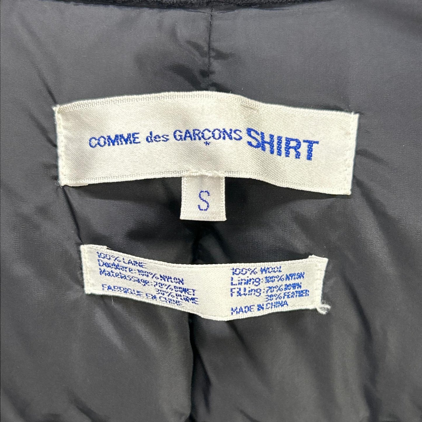 COMMEdesGARCONS SHIRT コムデギャルソンシャツ D-TK9210 ブラック ウール×ナイロン シャツ ダウンジャケット ジャケット