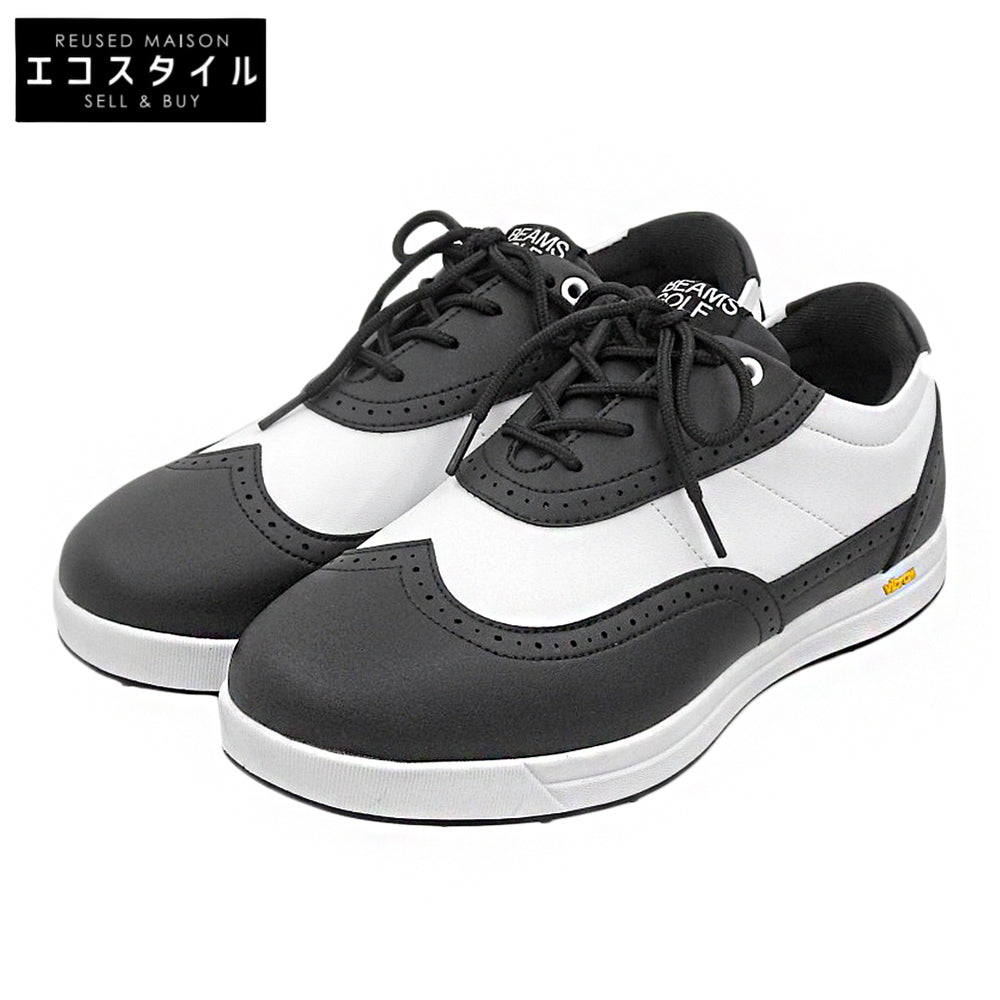 BEAMS GOLF ビームスゴルフ 未使用 ウイングチップ スパイクレスシューズ メンズ ブラック×ホワイト 26cm シューズ