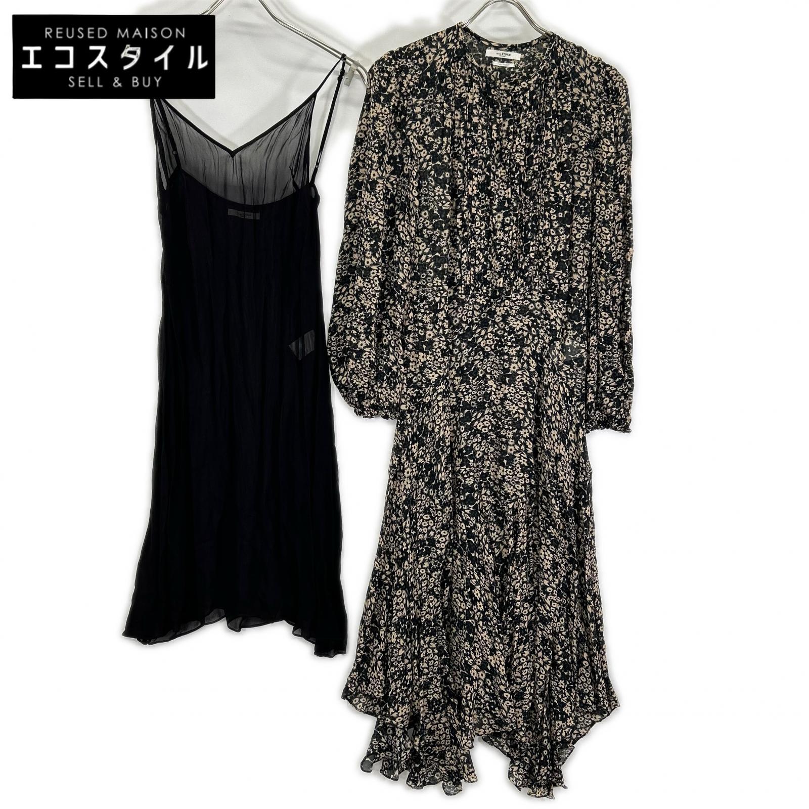 ISABEL MARANT ETOILE イザベル マラン エトワール 78-06-06-06006 ブラック×ベージュ 花柄 長袖 ワンピース ワンピース