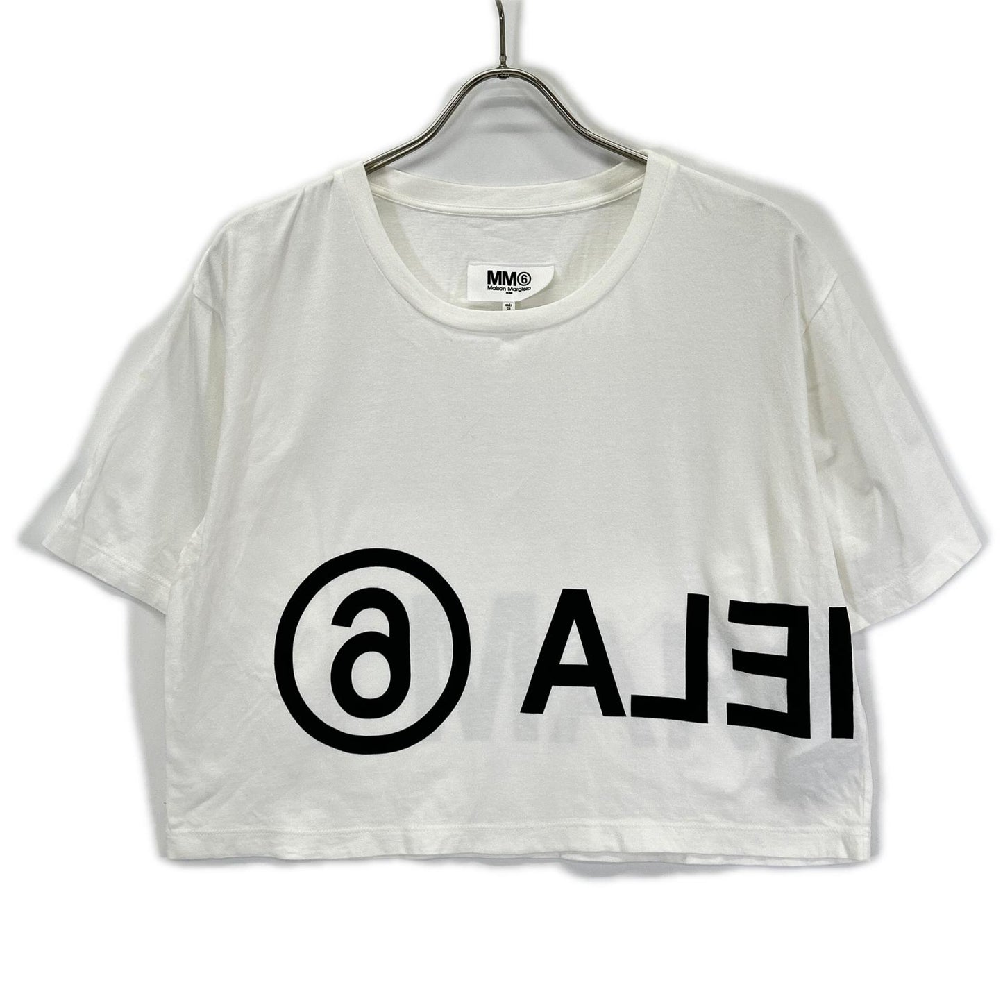 MM6 エムエムシックス S52GC0110 ホワイト クロップド丈 Tシャツ トップス