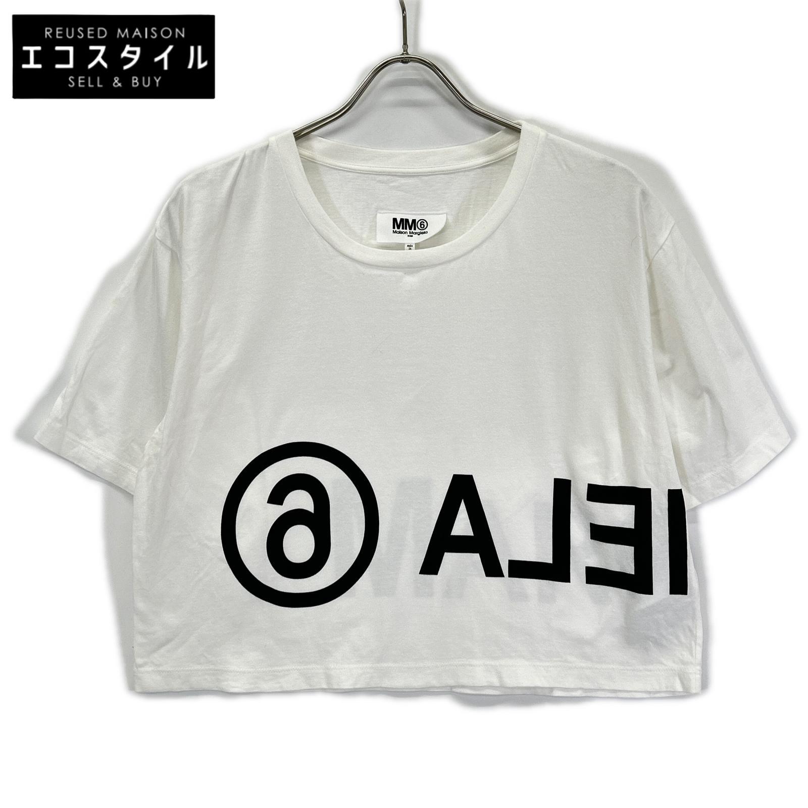 MM6 エムエムシックス S52GC0110 ホワイト クロップド丈 Tシャツ トップス