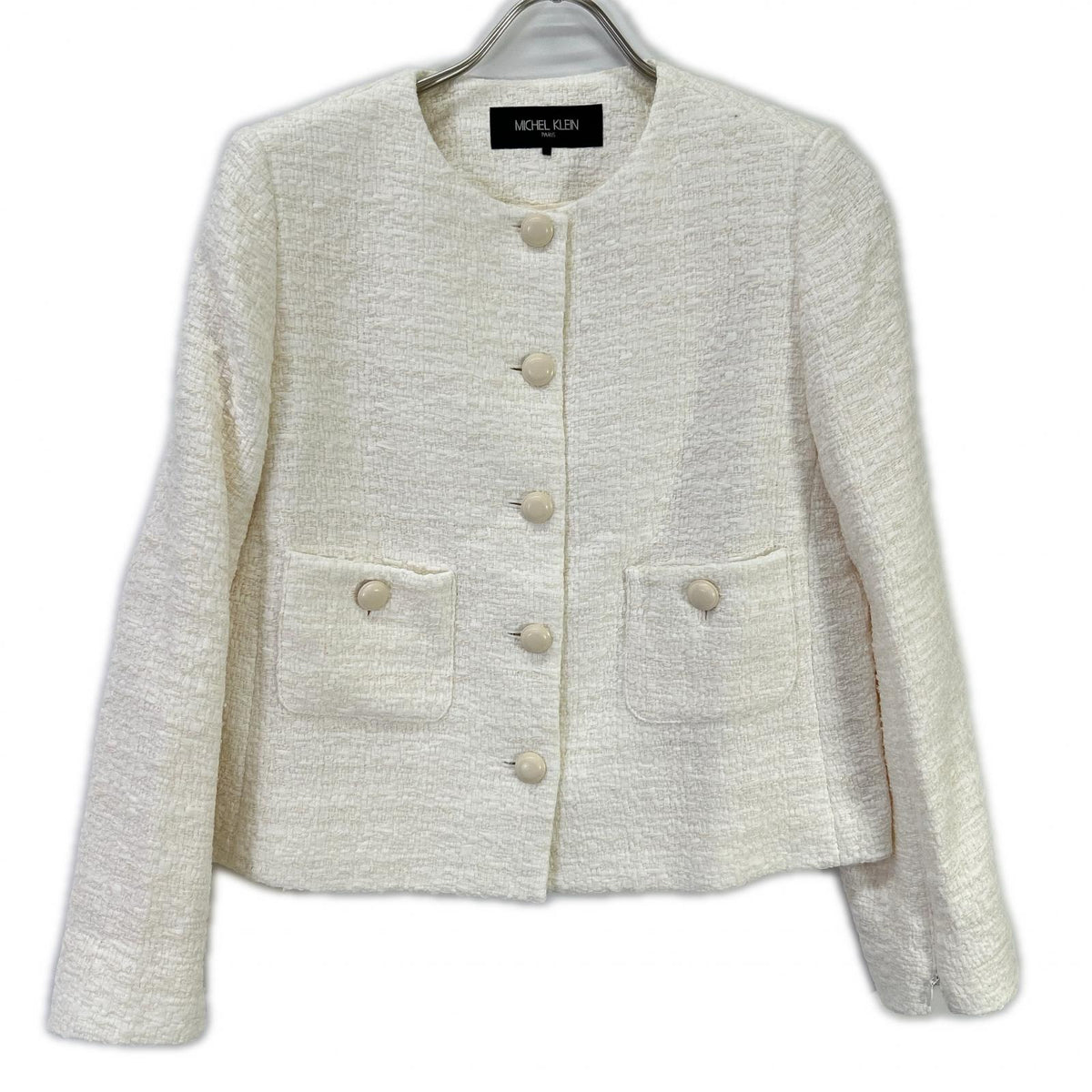 MICHEL KLEIN Michel Klein FMJDS-12460 White collarless tweed jacket Jacket
