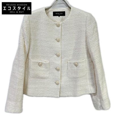 MICHELKLEIN ミッシェルクラン FMJDS-12460 ホワイト ノーカラーツイードジャケット ジャケット