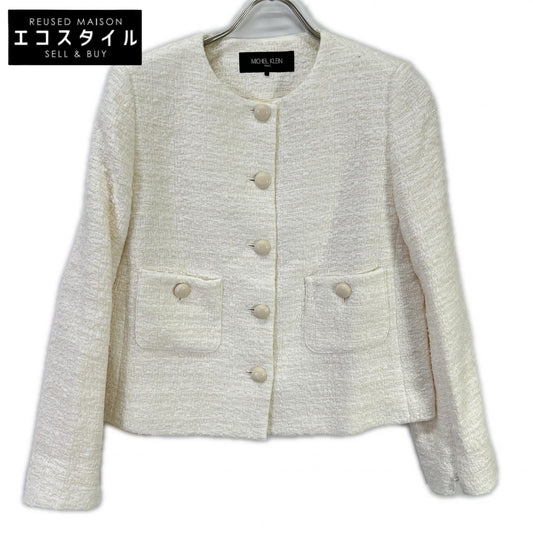 MICHELKLEIN ミッシェルクラン FMJDS-12460 ホワイト ノーカラーツイードジャケット ジャケット