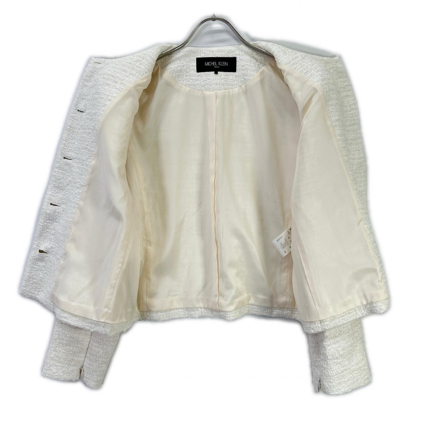 MICHELKLEIN ミッシェルクラン FMJDS-12460 ホワイト ノーカラーツイードジャケット ジャケット