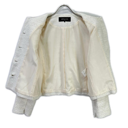 MICHELKLEIN ミッシェルクラン FMJDS-12460 ホワイト ノーカラーツイードジャケット ジャケット