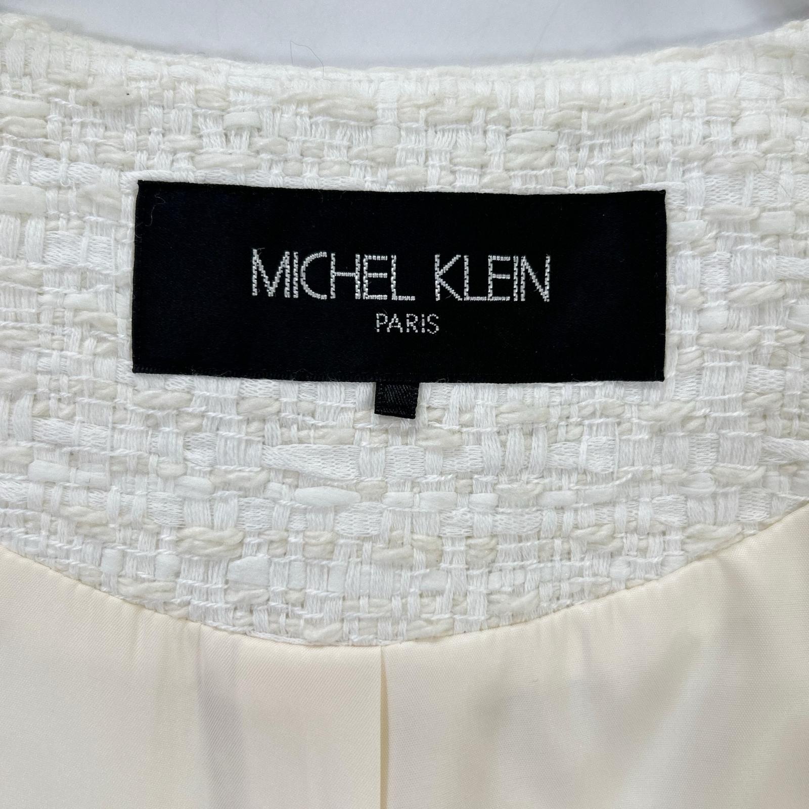 MICHELKLEIN ミッシェルクラン FMJDS-12460 ホワイト ノーカラーツイードジャケット ジャケット