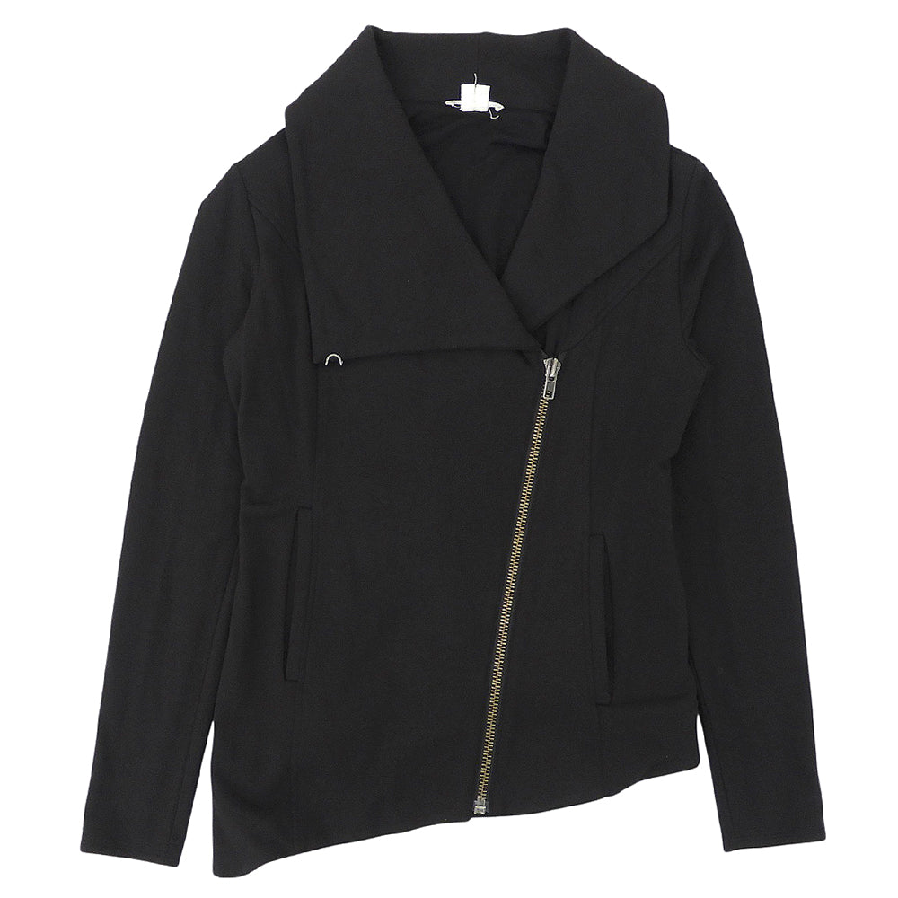 Helmut Lang ヘルムートラング コットン ビッグカラー ライダース ジャケット レディース ブラック P ジャケット