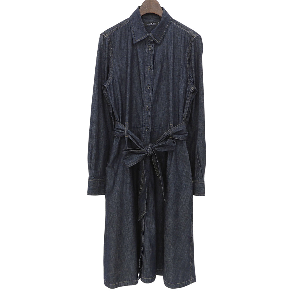 LAUREN RALPH LAUREN ローレン ラルフローレン デニムシャツ ワンピース ベルト付 レディース インディゴ 6P 0200001166 ワンピース