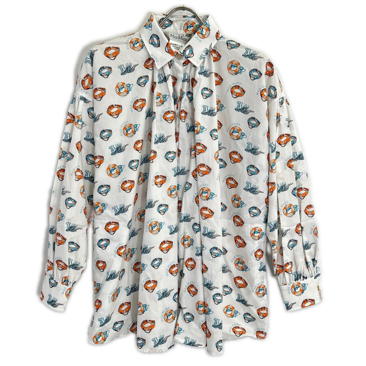 Max Mara 23SS white all-over print long-sleeve shirt tops