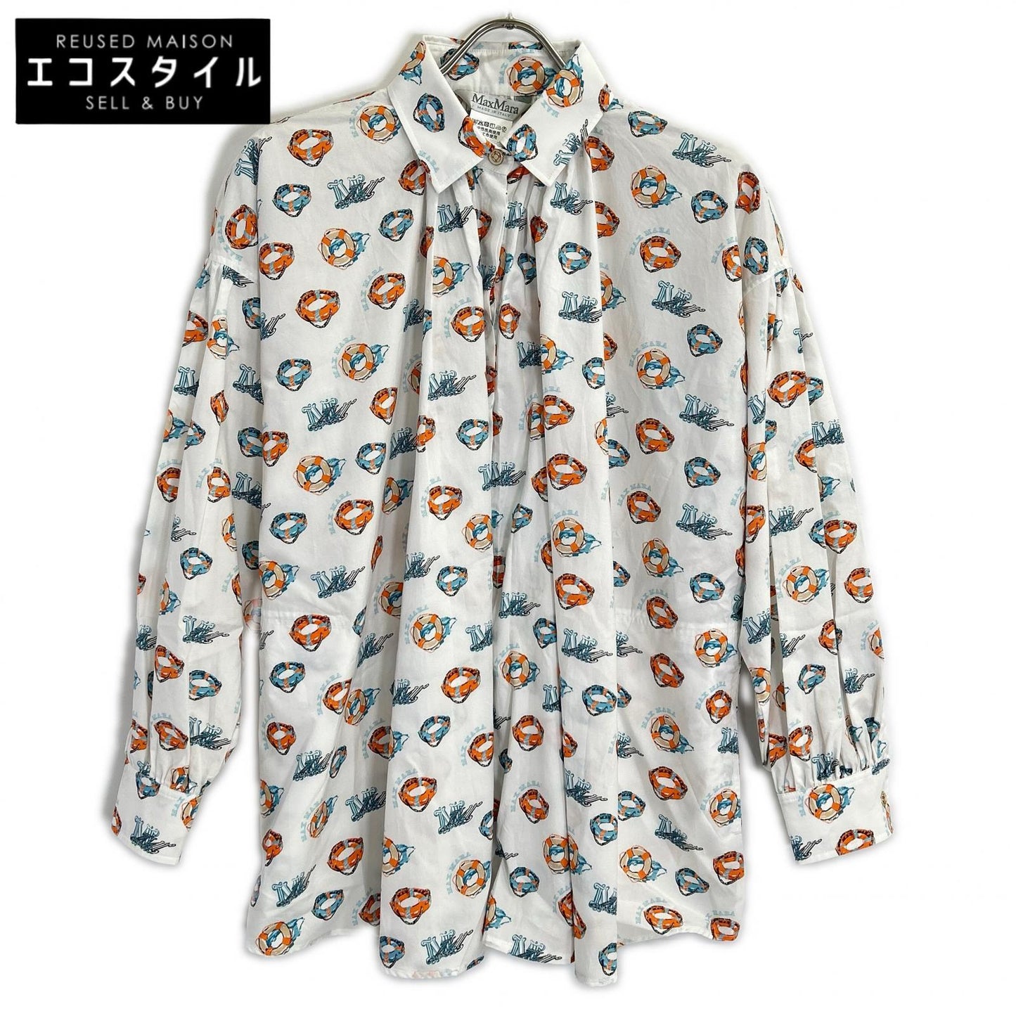 Max Mara 23SS white all-over print long-sleeve shirt tops